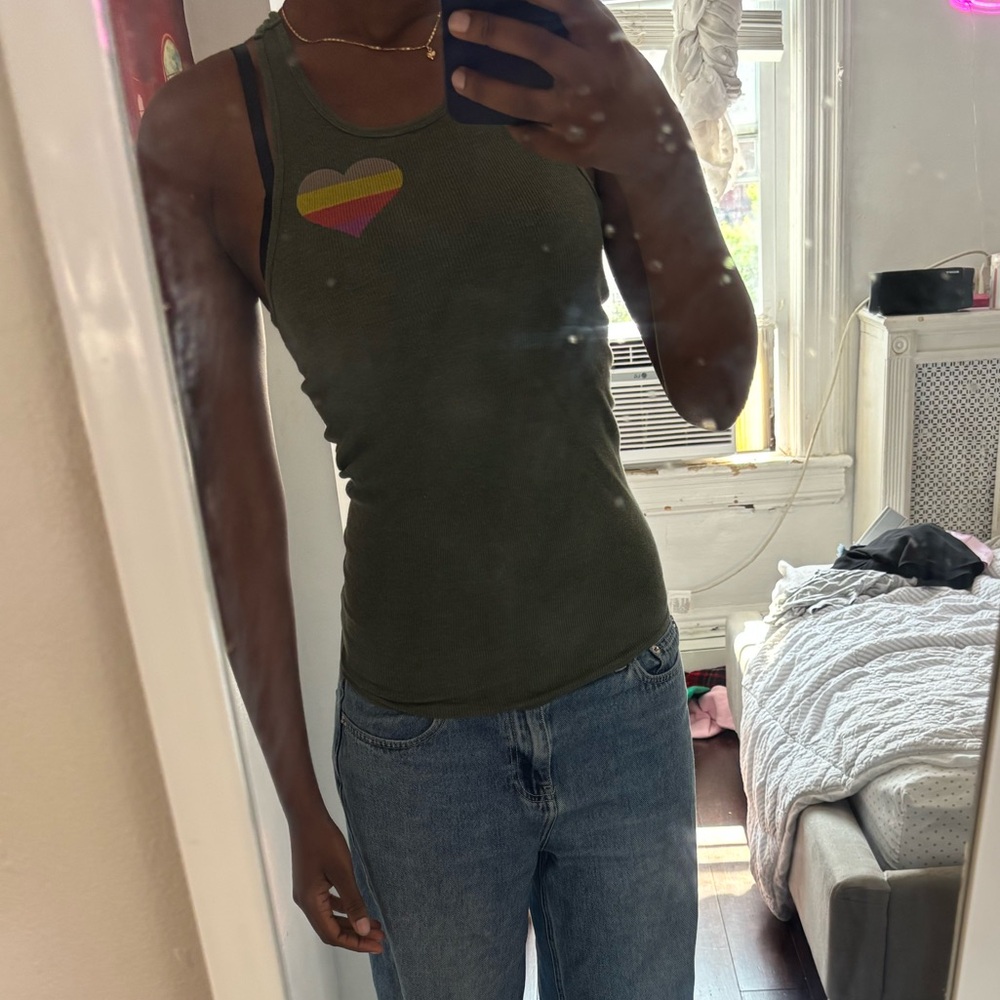 Freecity X GAP Olive Tank Top with Heart Detail